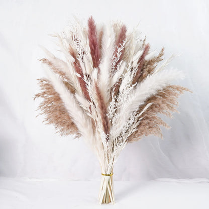 Dried Pampas Grass Decor 80-110 PCS Pampas Grass with Bunny Tails Dried Flowers Reed Grass Bouquet for Wedding Boho Flowers