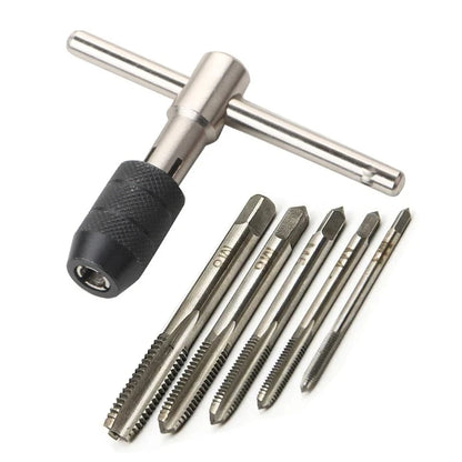 6pc T-Handle Tap Wrench Set M3-M8 Thread Tapping Tool Kit
