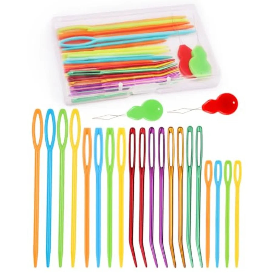 25 Pcs Metal Large Eye Curved Sewing Needles Set, Tapestry Crochet Sewing