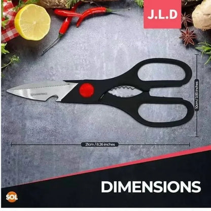 MultiFunctional Kitchen Scissors with Stainless Steel Blades and Ergonomic Grip for Cutting Meat and Vegetables Opening Bottles