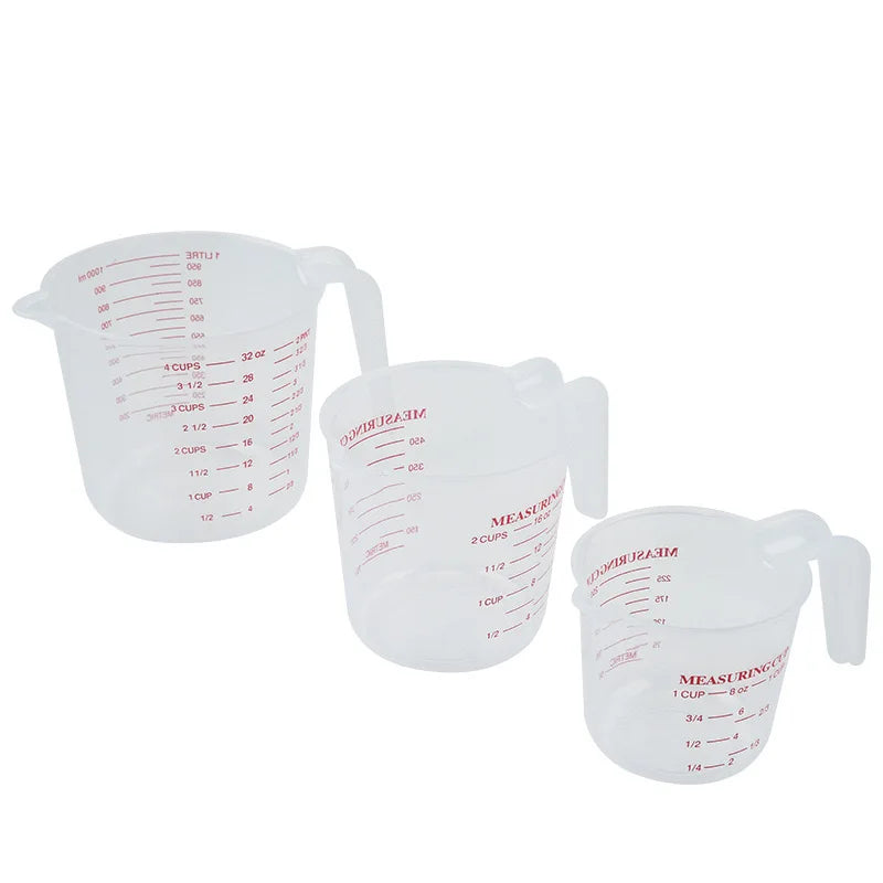 3pcs 1000/500/250ml Baking Liquid Measuring Cups PVC Scale Cup Plastic Measuring Volume Beaker Kitchen Baking Tools