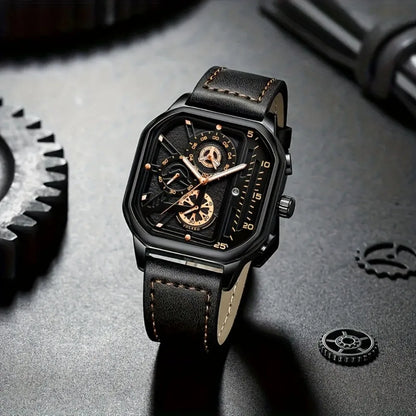 Men's Quartz Watch Square Black Dial