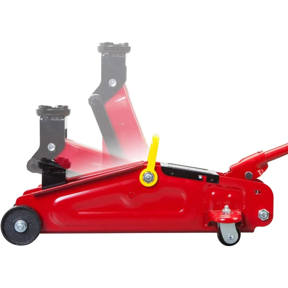 1.5 Ton Hydraulic Trolley Floor Jack with Carrying Case, Red - 3000 lb Capacity for Cars and SUVs