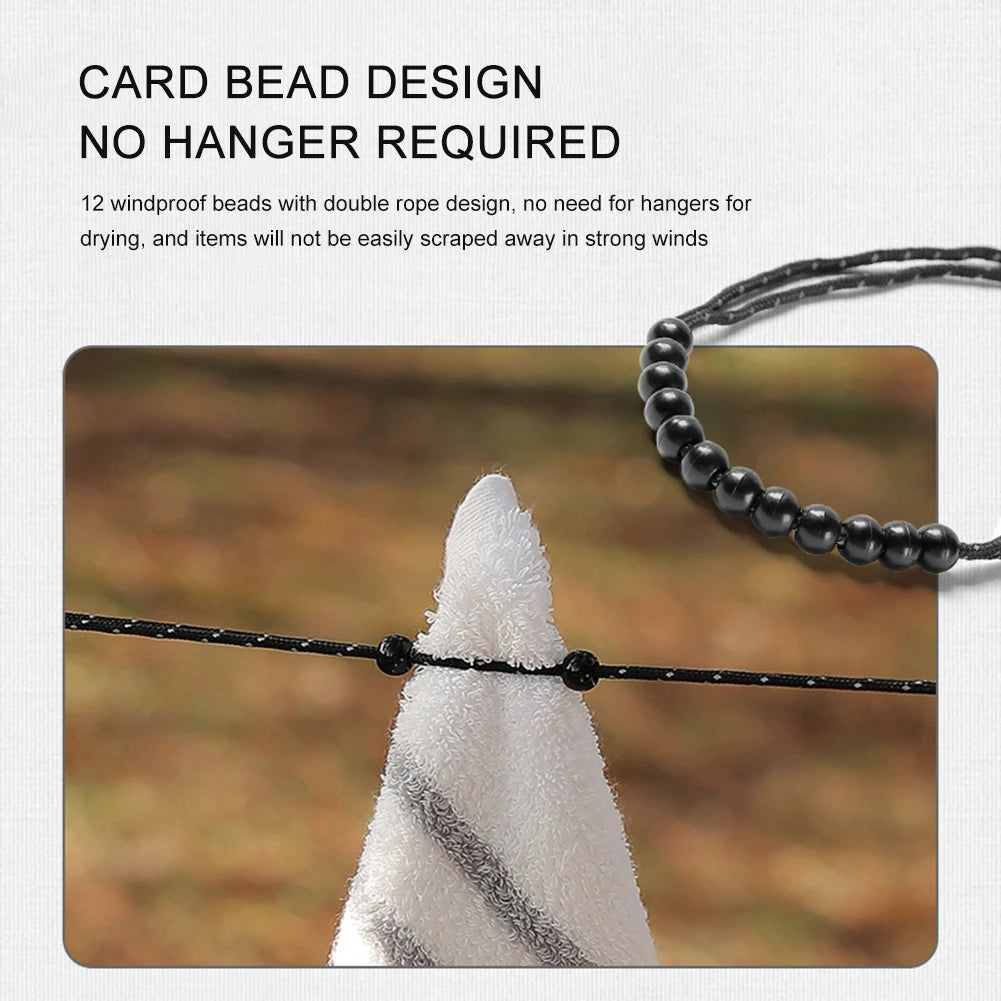 1-10Pcs Outdoor Camping Stretch Clothesline w/ 12 Clips 3M Windproof Elastic Hanging Laundry Clothes Line For Hotel Trip Cruise