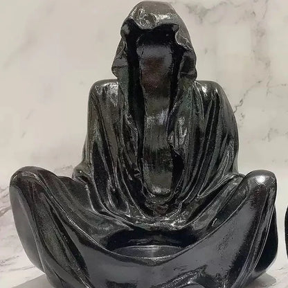 Halloween Gothic Reaper Crystal Ball Grim Reaper Statue with Floating Bats Scary Magical Glowing Balls Home Atmosphere Decor