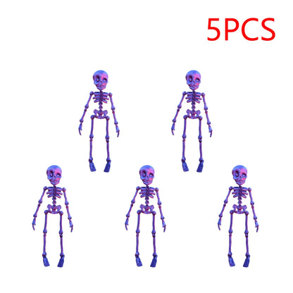2/5PCS 3D Printed Skeleton Fridge Magnets with Movable Joints Cute Skull Fridge Magnets Home Kitchen Halloween Funny Decoration