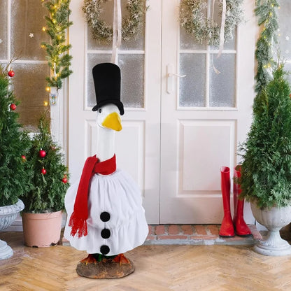 Christmas Porch Goose Outfits Clothes for Plastic 23'' Cement Goose Duck Lawn Yard Decorations Snowman Theme Outdoor