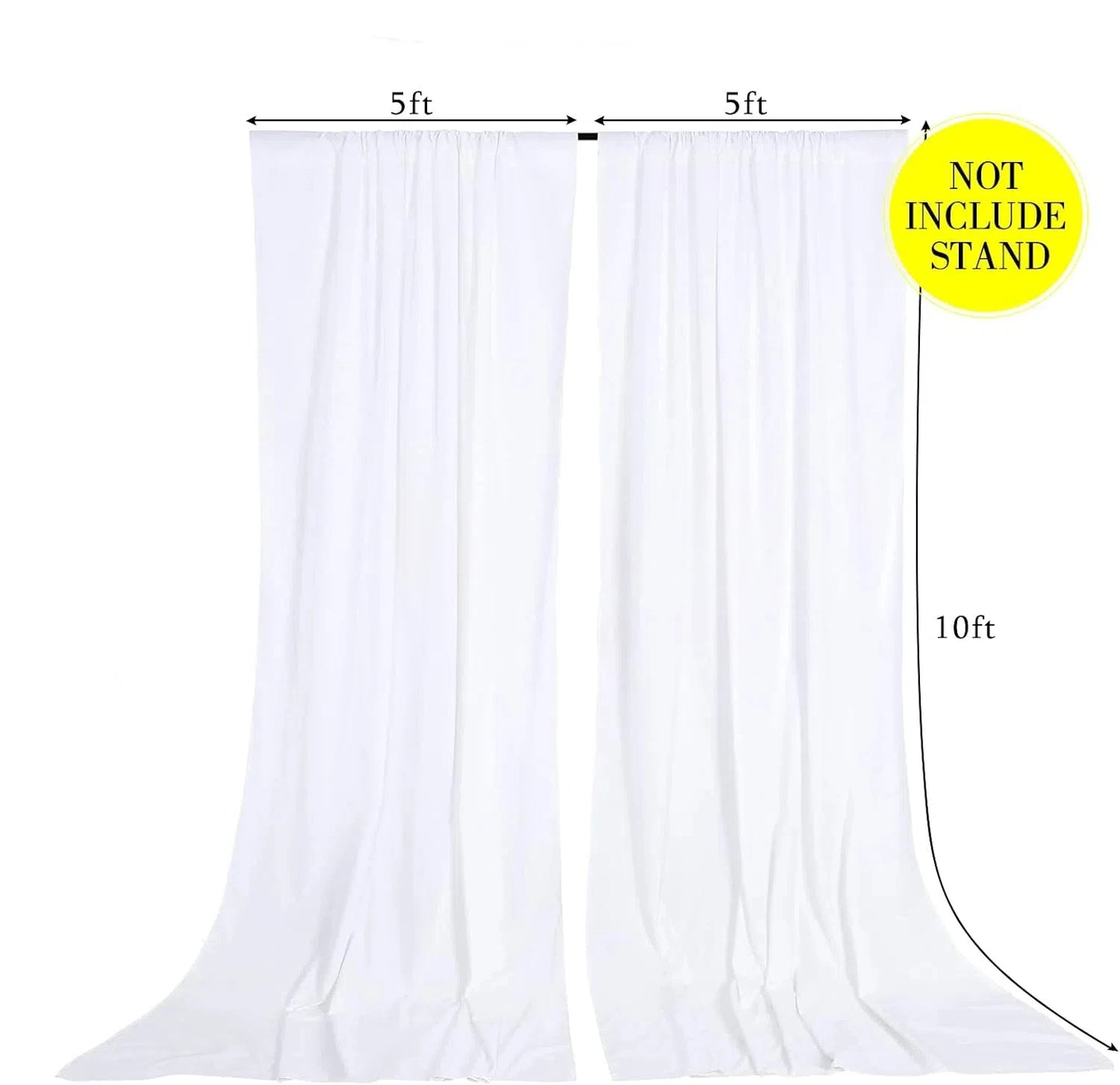 50ft×10ft Wrinkle Free White Backdrop Curtain for Wedding Party, 10 Panels 5×10ft Thick Silky Polyester Photo Backdrop Drapes Cu