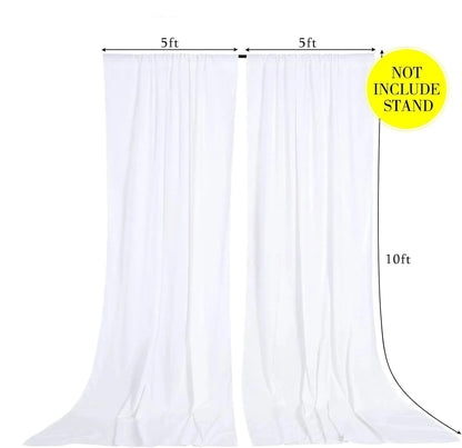 50ft×10ft Wrinkle Free White Backdrop Curtain for Wedding Party, 10 Panels 5×10ft Thick Silky Polyester Photo Backdrop Drapes Cu