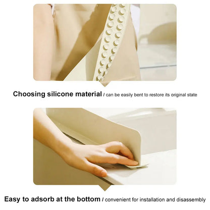 Silicone Water Splash Guard with Suction Cup Washing Basin Anti-splash Stopper Splash Protector for Kitchen Island and Bathroom