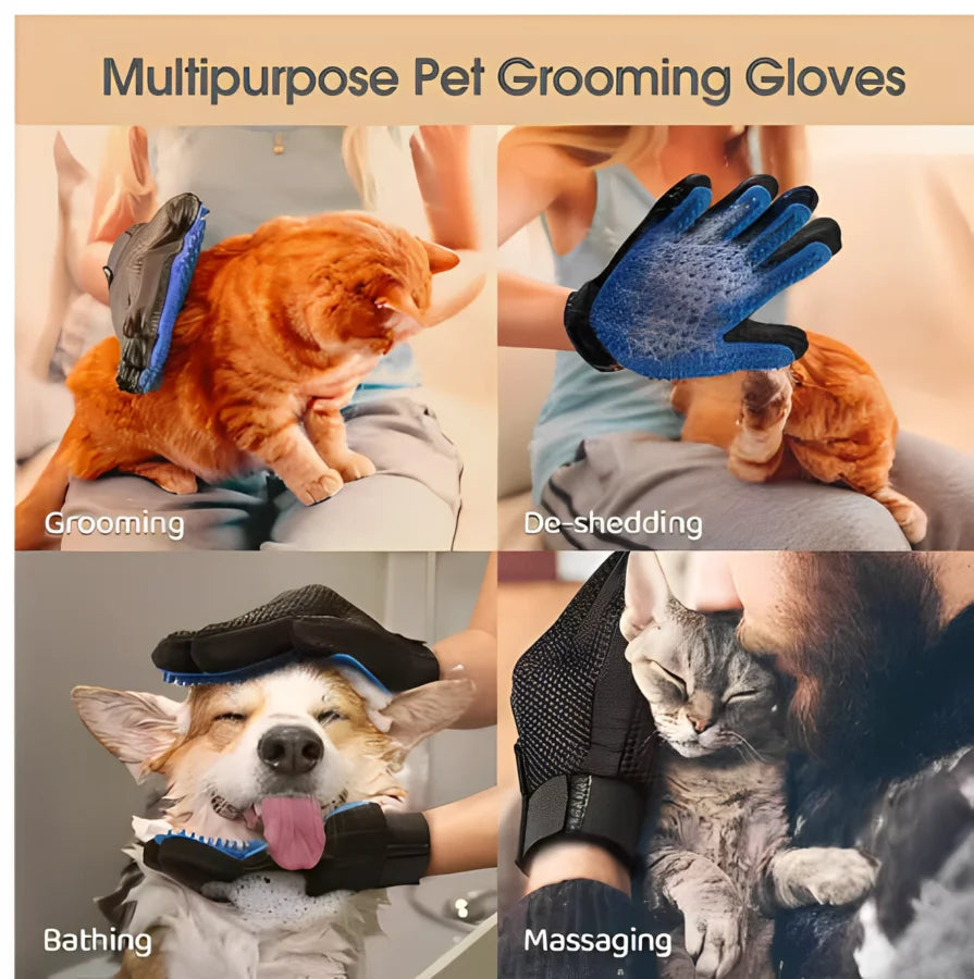 Pet Grooming Glove Dog Cat De-shedding Hair Remover Massage Brush