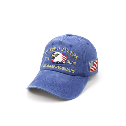 USA 250 Years Anniversary Eagle Embroidery American Flag Baseball Cap 1776-2026 Independence Day