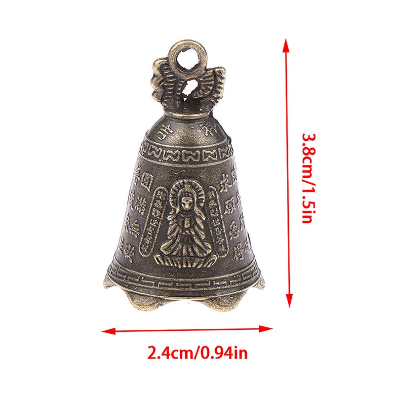 2Pcs Retro China's Mini Bronze Sculpture Pray Buddha Feng Shui Bell Home Garden Decorative Wind Bells Car Pendant Accessories