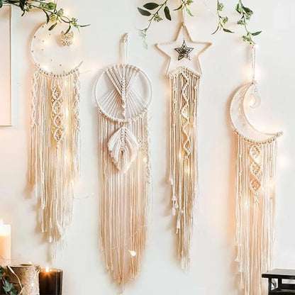 Nordic Bamboo Ring Cotton Thread Woven Tapestry Bohemian Wall Hanging Pendant Bedroom Living Room Decor