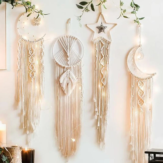 Nordic Bamboo Ring Cotton Thread Woven Tapestry Bohemian Wall Hanging Pendant Bedroom Living Room Decor