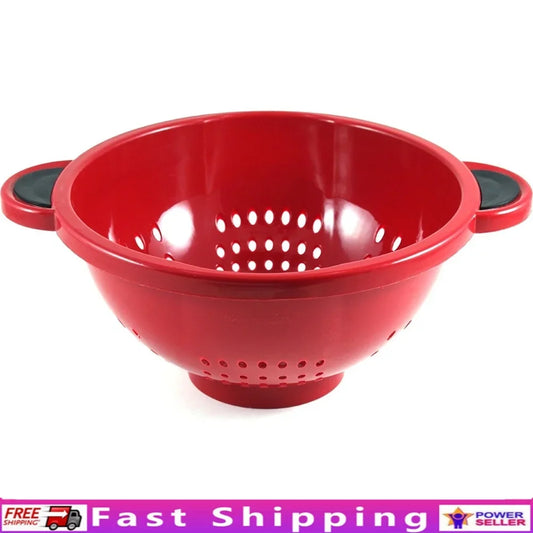 Durable Plastic Colander with Soft Grip Handles Large Perforations Raised Feet Easy Straining and Draining Kitchen Tool
