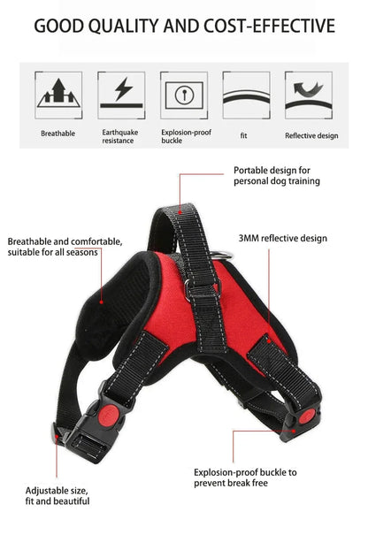 Dog Puppy Harness Quick Release Vest Nylon Material Breathable
