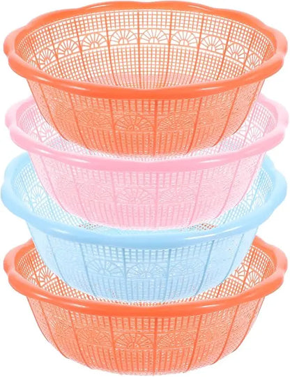 4pcs Fruit Vegetable Washing Baskets Stackable Plastic Strainer Basket Kitchen Tools for Rice Pasta and Other Food Send At Rand