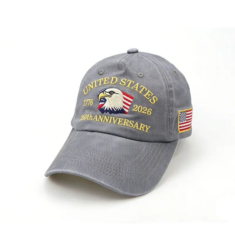 USA 250 Years Anniversary Eagle Embroidery American Flag Baseball Cap 1776-2026 Independence Day