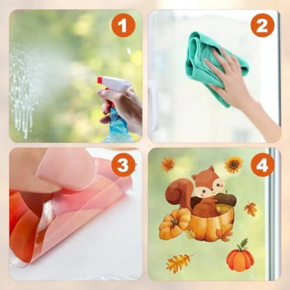 150 Pcs Fall Window Clings for Thanksgiving Decorations Autumn Seasonal Window Stickers with Pumpkins and Maple Leaves Ideal fo