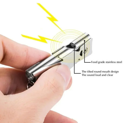 Double-Pipe Whistle Keychain Emergency Survival Camping Outdoor Tool