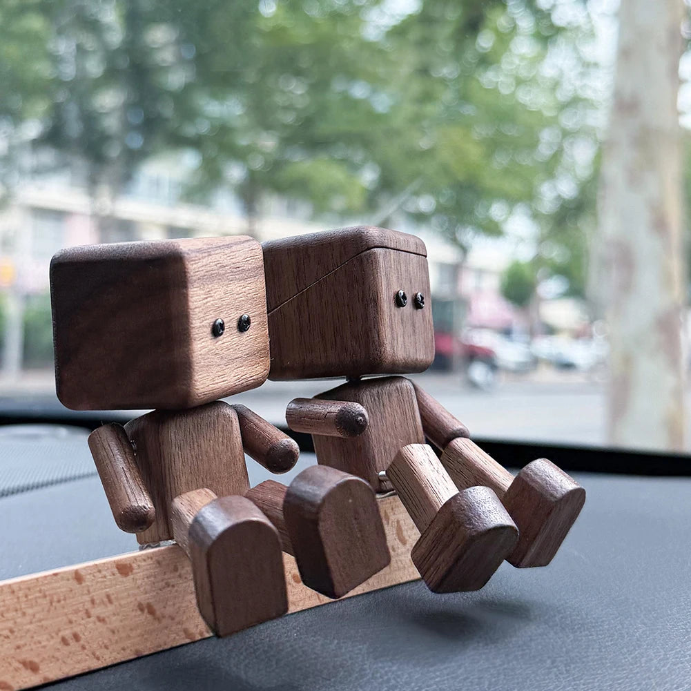 Handmade Shaking Feet Doll Funny Wood Desktop Decor Creative Wooden Man Figurine Handcrafted Statue for Car Dashboard Decor