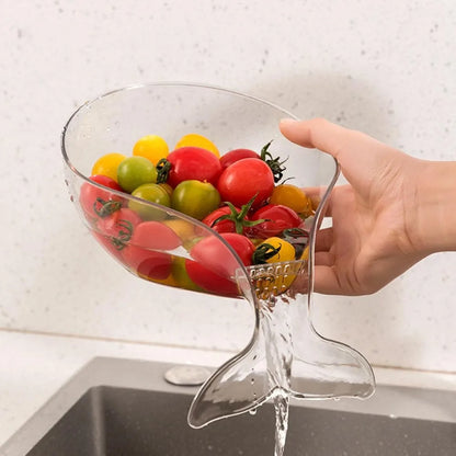 2025 New Food Strainer, Multifunctional Drain Basket with Integrated Drain Spout Kitchen Fruit Cleaning Bowl Sink Food Catcher D