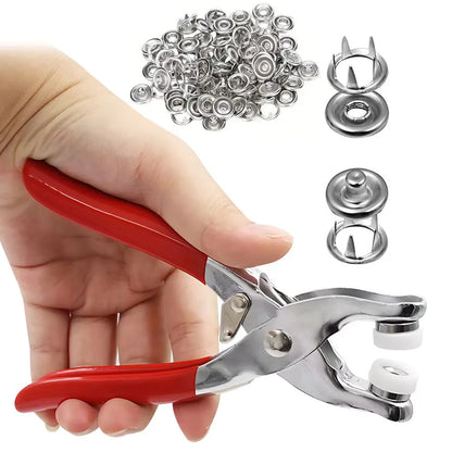 1Set 201Pcs Hand Pressed Five Claw Button Install Tool with Metal Snap Fasteners