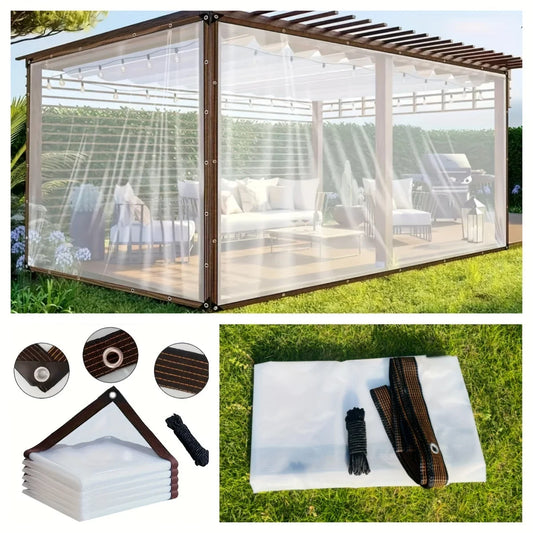 1 Thickeneded Transparent Waterproof Tarp with a Sealing Ring - for Camping Sunshade, Courtyard Wind Protection, and Doghouse Rain