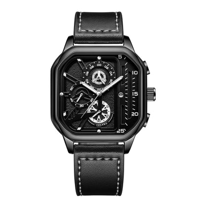Men's Quartz Watch Square Black Dial