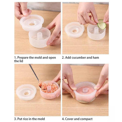 2PCS Creative Sushi Donut Shape Maker Rice Ball Mold Home Non-Stick Rice Mold