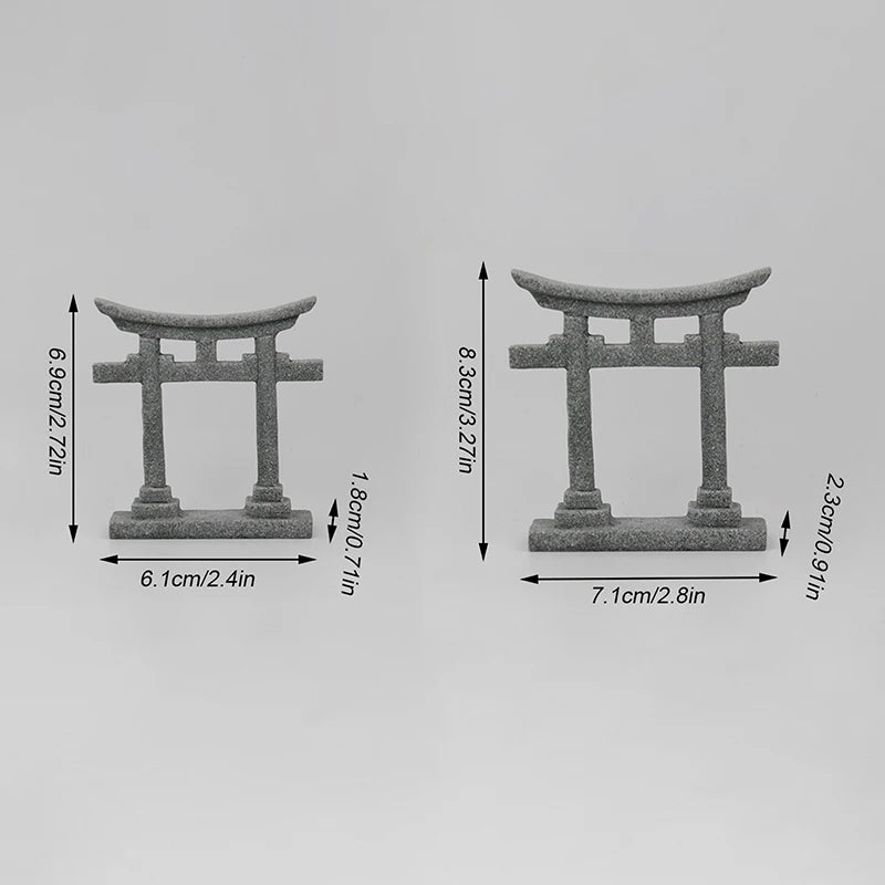 Torii Gate Japanese Aquarium Decor Miniature Ornament Garden Shrine Shinto Landscape Sandstone Micro Decoration Simulation