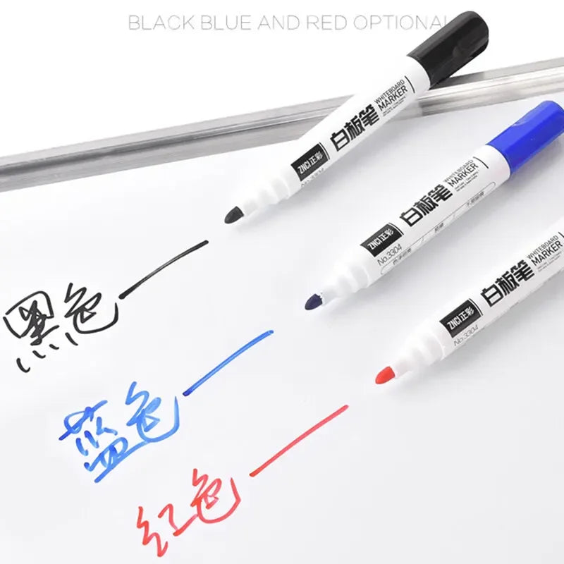 10 Pens/Box Whiteboard Marker Pen Easy to Wipe Quick Drying Water-based Marker Writing Board Erasable