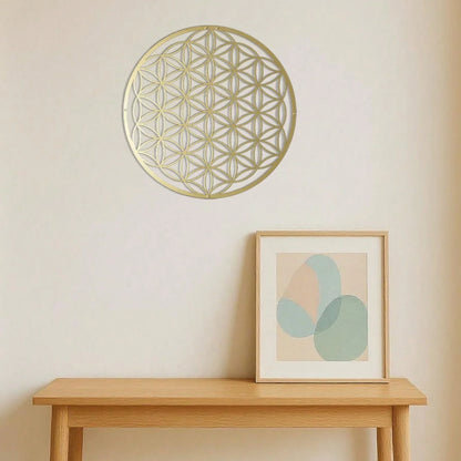 Flower of Life Metal Wall Sculpture - Elegant Lotus Decor Above-Couch Art for Living Room & Bathroom Perfect Housewarming Gift