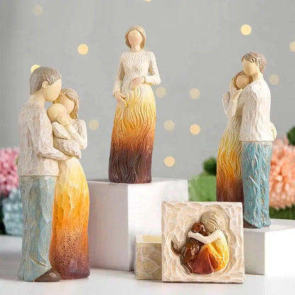 Nordic Angel Love Family Resin Figure Figurine Ornaments Family Happy Time Home Decor Crafts Statue Mother's Day Birthday Gifts