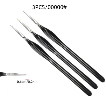 Professional Detail Brush Set - 3/6Pcs Fine Nylon Tip for Acrylic Painting