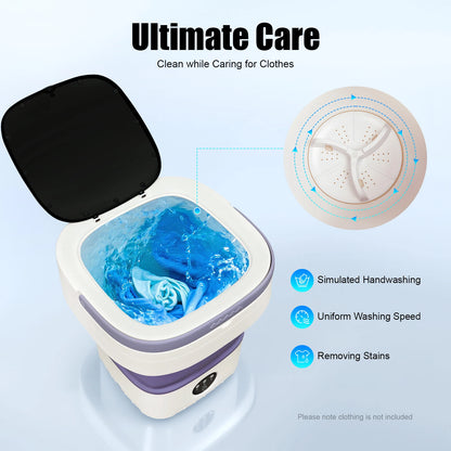Mini Foldable Washing Machine 12L Capacity Pure Copper Motor 3 Washing Modes Easy To Move for Baby Clothes Underwear