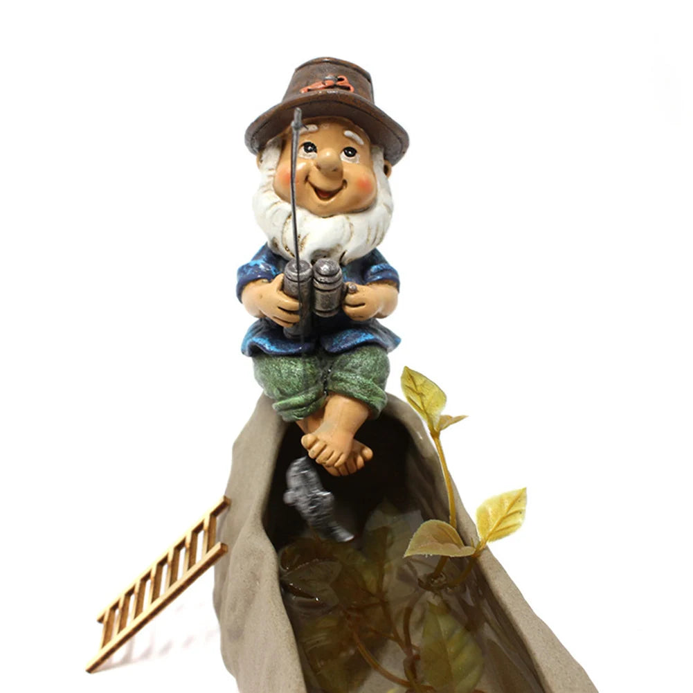 Creative Fishing Gnome Waterproof Fishing Dwarf Elf Figurines Sun Protection Ingenious Design for Outdoor Home Garden Yard Decor