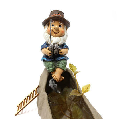 Creative Fishing Gnome Waterproof Fishing Dwarf Elf Figurines Sun Protection Ingenious Design for Outdoor Home Garden Yard Decor