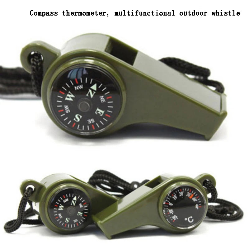 ABS Emergency Whistle Plastic Multifunctional Survival Compass Thermometer