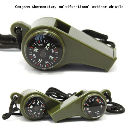 ABS Emergency Whistle Plastic Multifunctional Survival Compass Thermometer