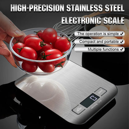 10kg Kitchen Digital Scale USB Charging LCD Display Stainless Steel Electronic Scales Jewelry Food Snacks Weighing Baking Tools