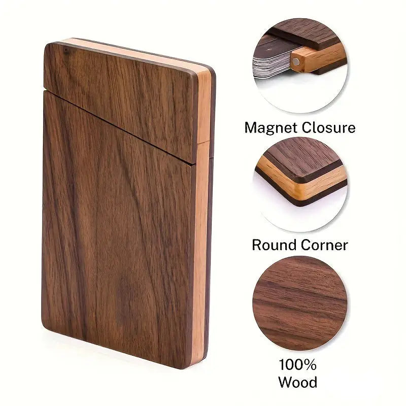 Portable Wood Business Card Holder Slim Card Case Wooden Business Card Desk Accessories