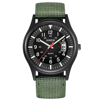 Quartz Movement Sports Watch with Nylon Band and Calendar