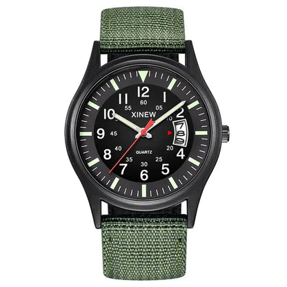 Quartz Movement Sports Watch with Nylon Band and Calendar