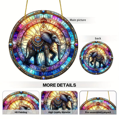 1pc Elephant Suncatcher - 2D Acrylic Window Hanging for Home & Garden Decor