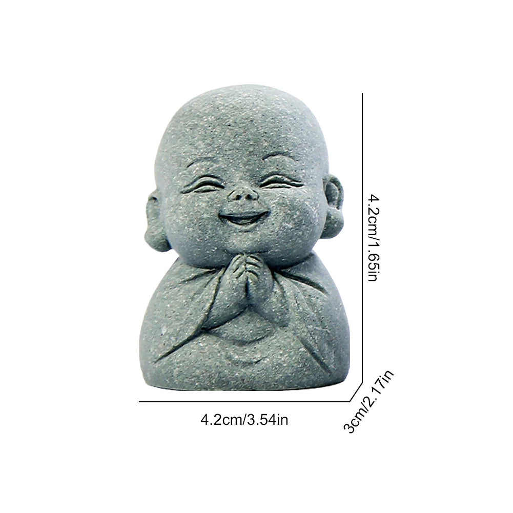 4Pcs Buddha Statue Lovely Little Monk Figurine Cute Mini Monk Statue for Home Office Car Fish Tank Decor