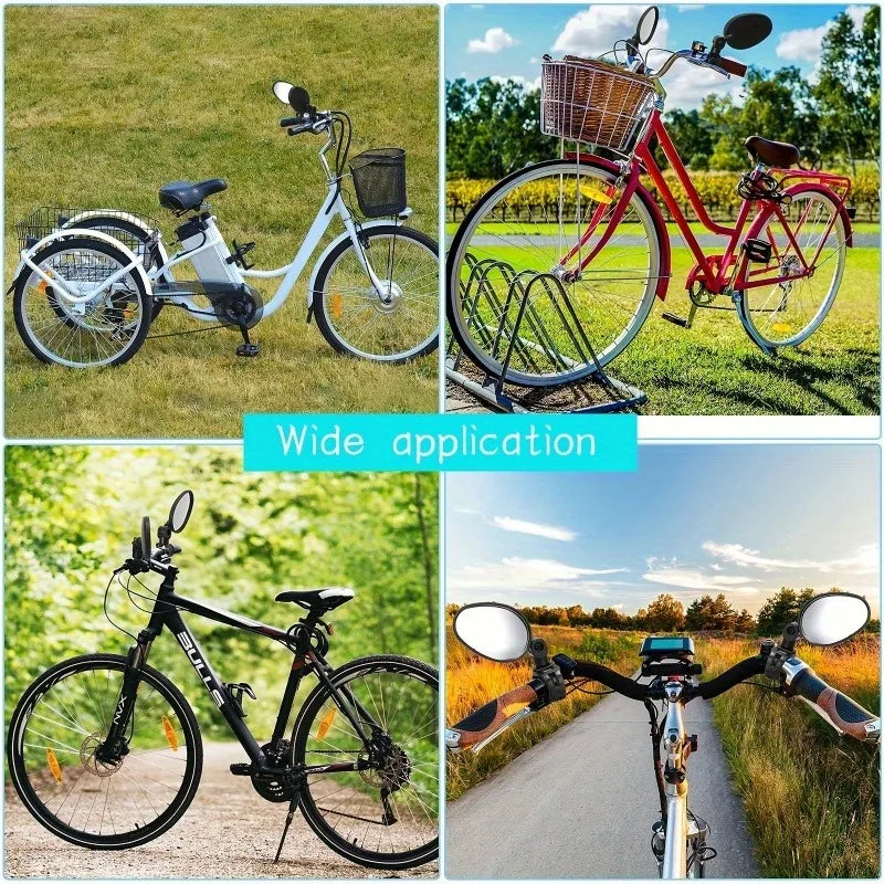 1/2PCS  Bike Mirrors, Acrylic Convex Oval Rearview for Cycling 360° Rotatable