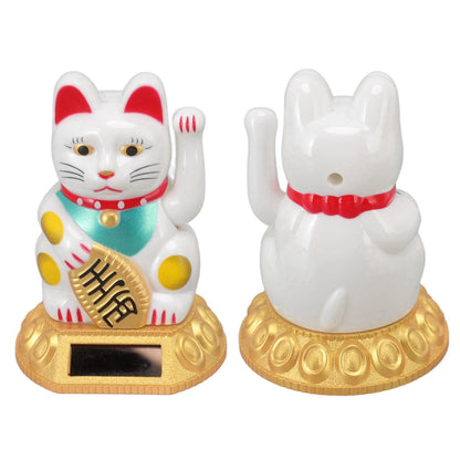 Chinese Lucky Cat Decoration Waving Arm Solar Light Induction Statue Figurine