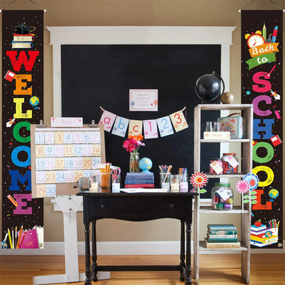 Rustic Back to School Wooden Sign with Hanging Rope for Classroom Front Door Decorations and Teacher Gifts